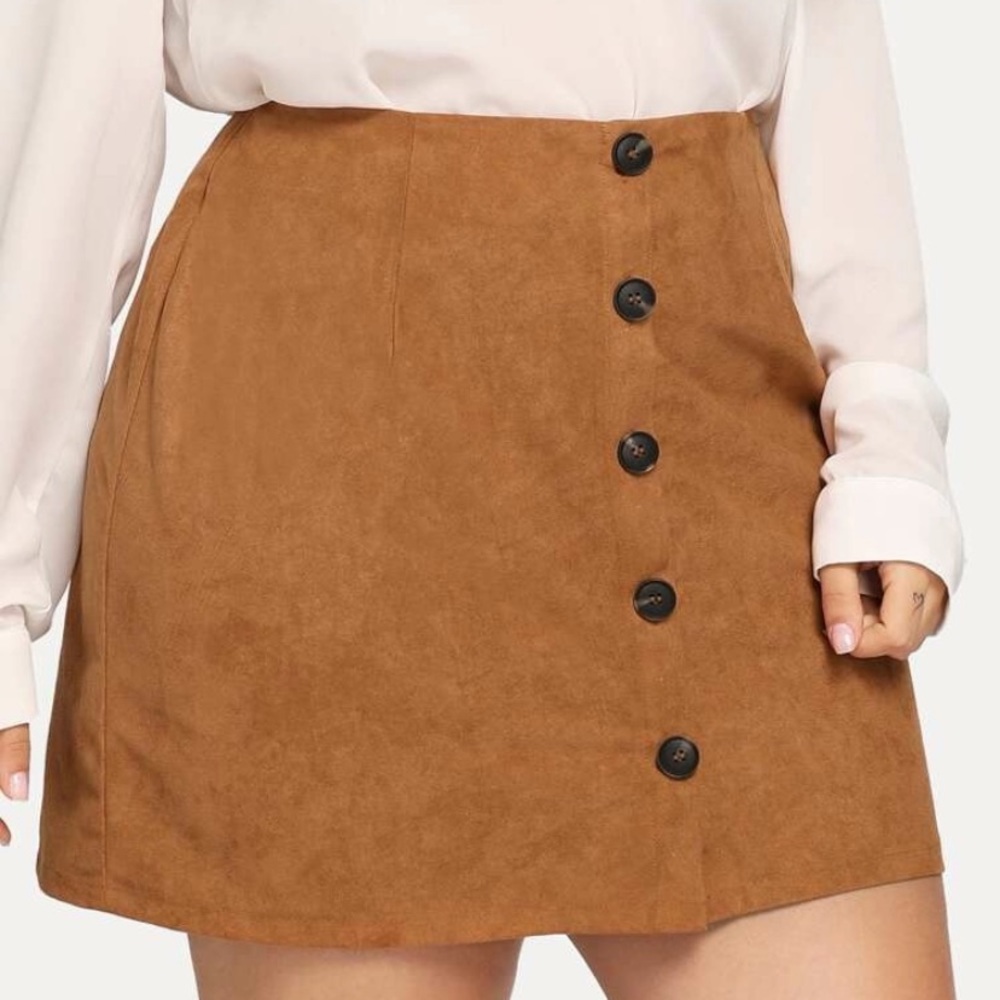 Shein Suede Like Button Up Skirt